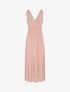 Robe longue unie plissée col cache-coeur - Rose - 1