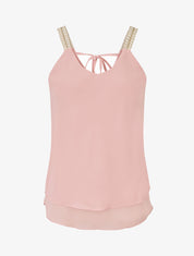 Top en voile à bretelles crochet - Rose - 5