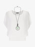 Blouse unie en voile à manches volantées - Blanc - 1