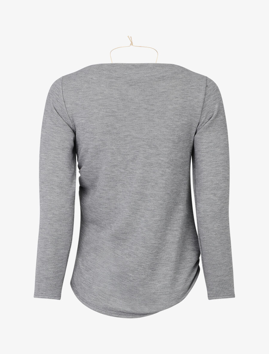 Pull fin asymétrique à col bateau - Gris - 2