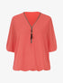 Blouse unie en voile - Rose saumon - 5