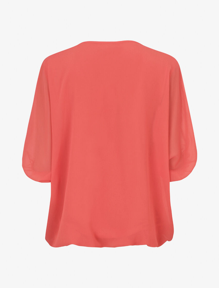Blouse unie en voile - Rose saumon - 2