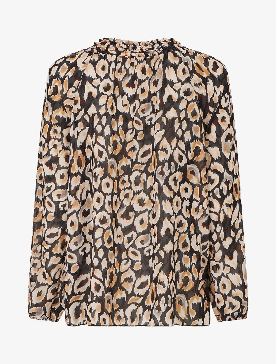 Blouse en voile à imprimé graphique - Noir - 2