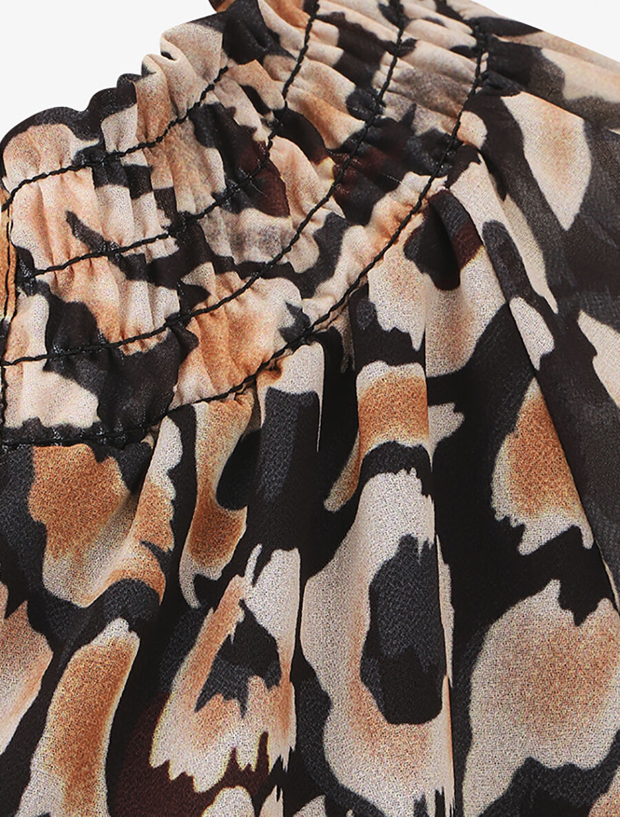 Blouse en voile à imprimé graphique - Noir - 3