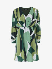 Robe mi-longue à imprimé graphique - Vert - 1