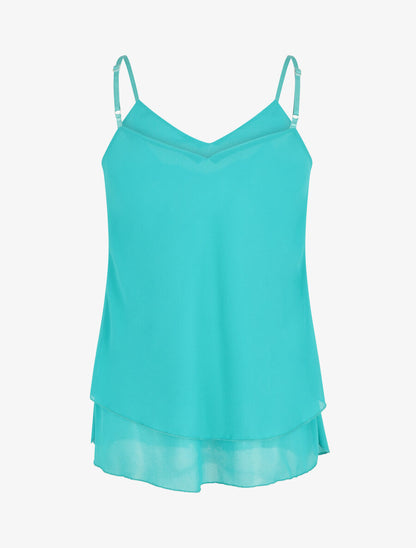 Caraco uni en voile superposé - Turquoise - 2