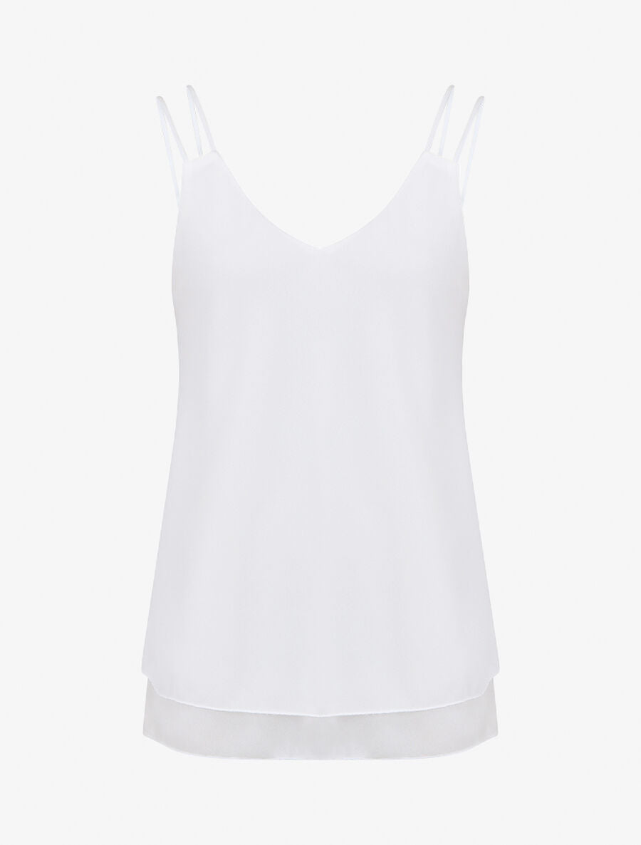 Top uni en voiles superposés - Blanc - 5