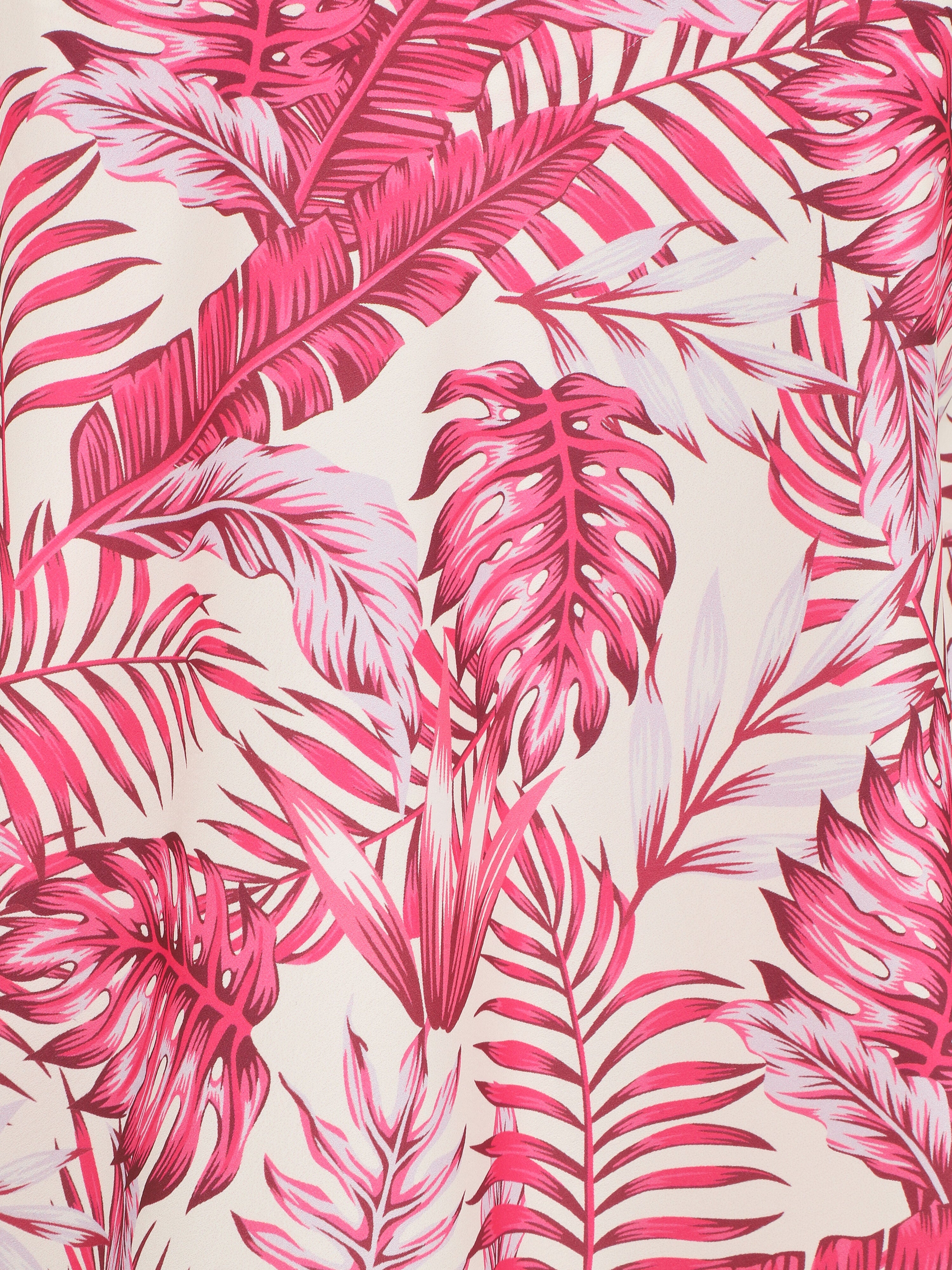 Caraco satiné imprimé feuilles - Fushia - 3