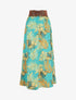Jupe longue taille haute style corset imprimé tropical - Turquoise - 5