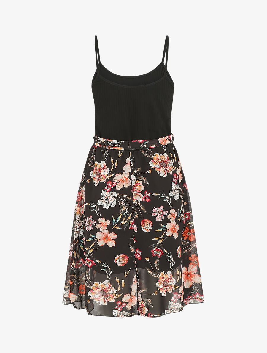 Robe mi longue bi-matière - Noir - 2