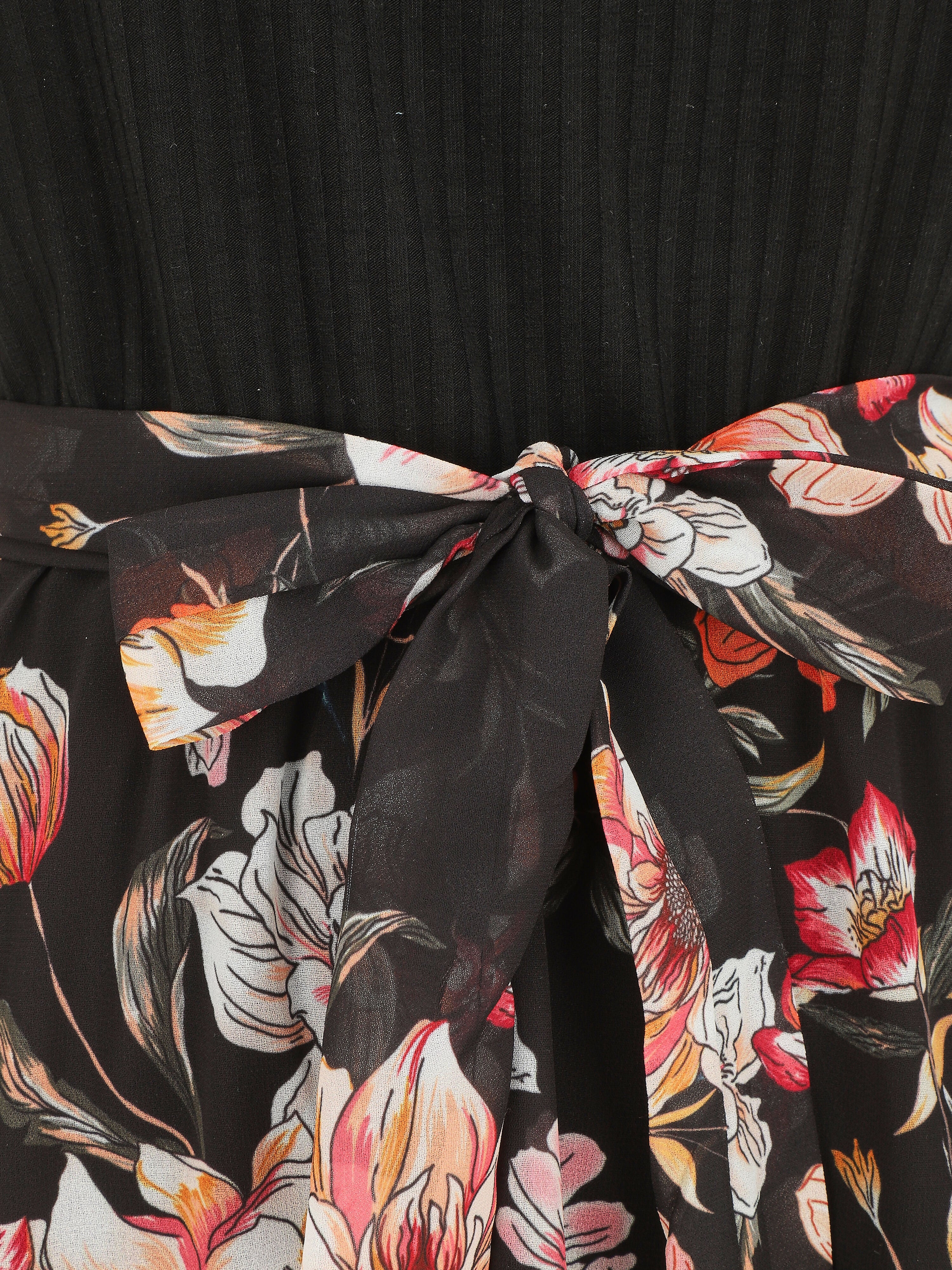 Robe mi longue bi-matière - Noir - 3