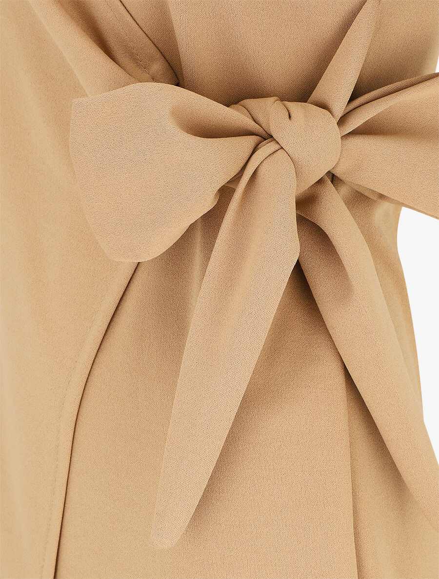 Robe style portefeuille et bord fendu - Camel - 3