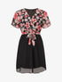 Robe courte imprimé floral col cache-coeur - Noir - 4
