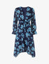 Robe élastiquée à imprimé fleuri - Marine - 1