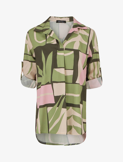 Blouse oversize à imprimé graphique - Kaki - 1