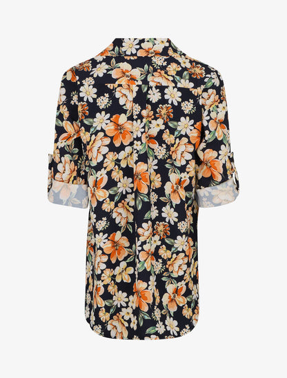 Blouse oversize à imprimé fleuri - Marine - 2