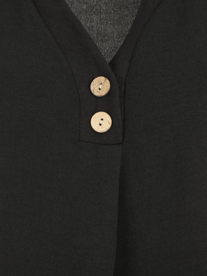 Top fluide uni manches courtes - Noir - 3