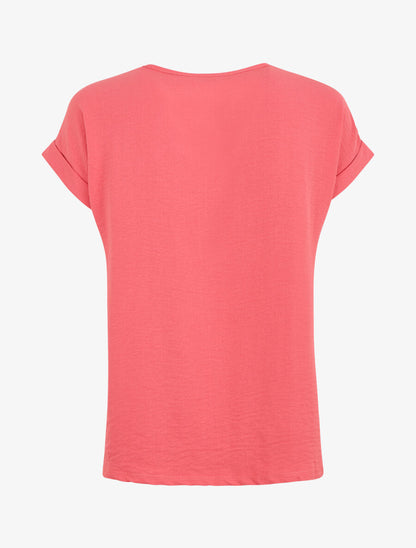 Top fluide uni manches courtes - Corail - 2