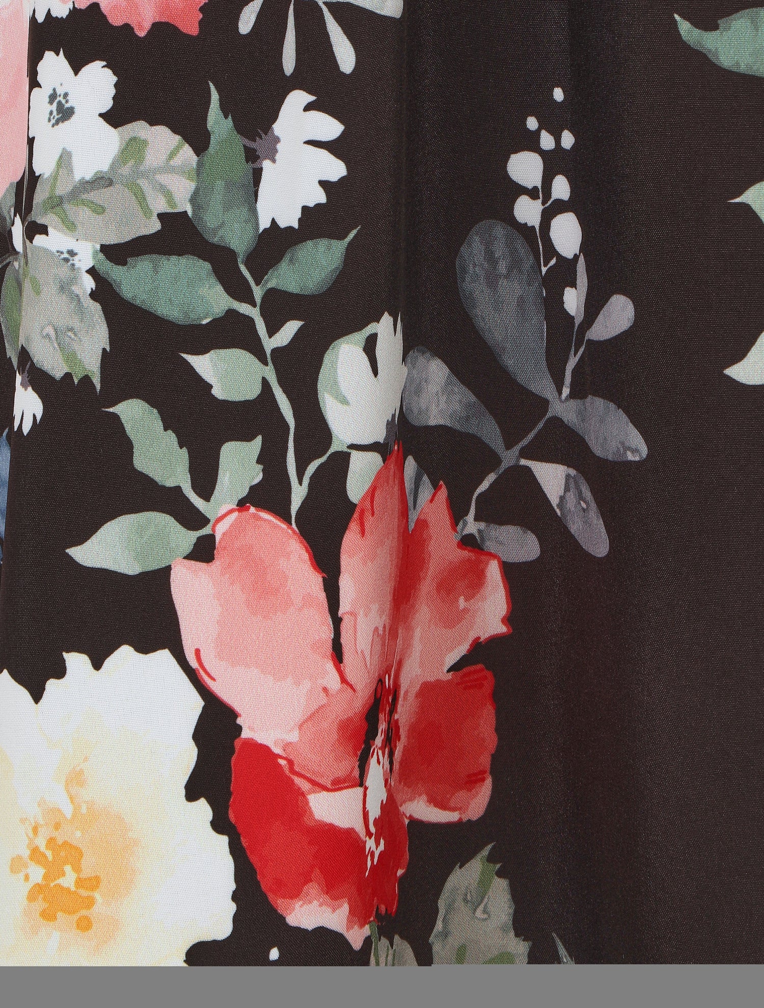 Robe mi-longue à imprimé fleuri - Noir - 3