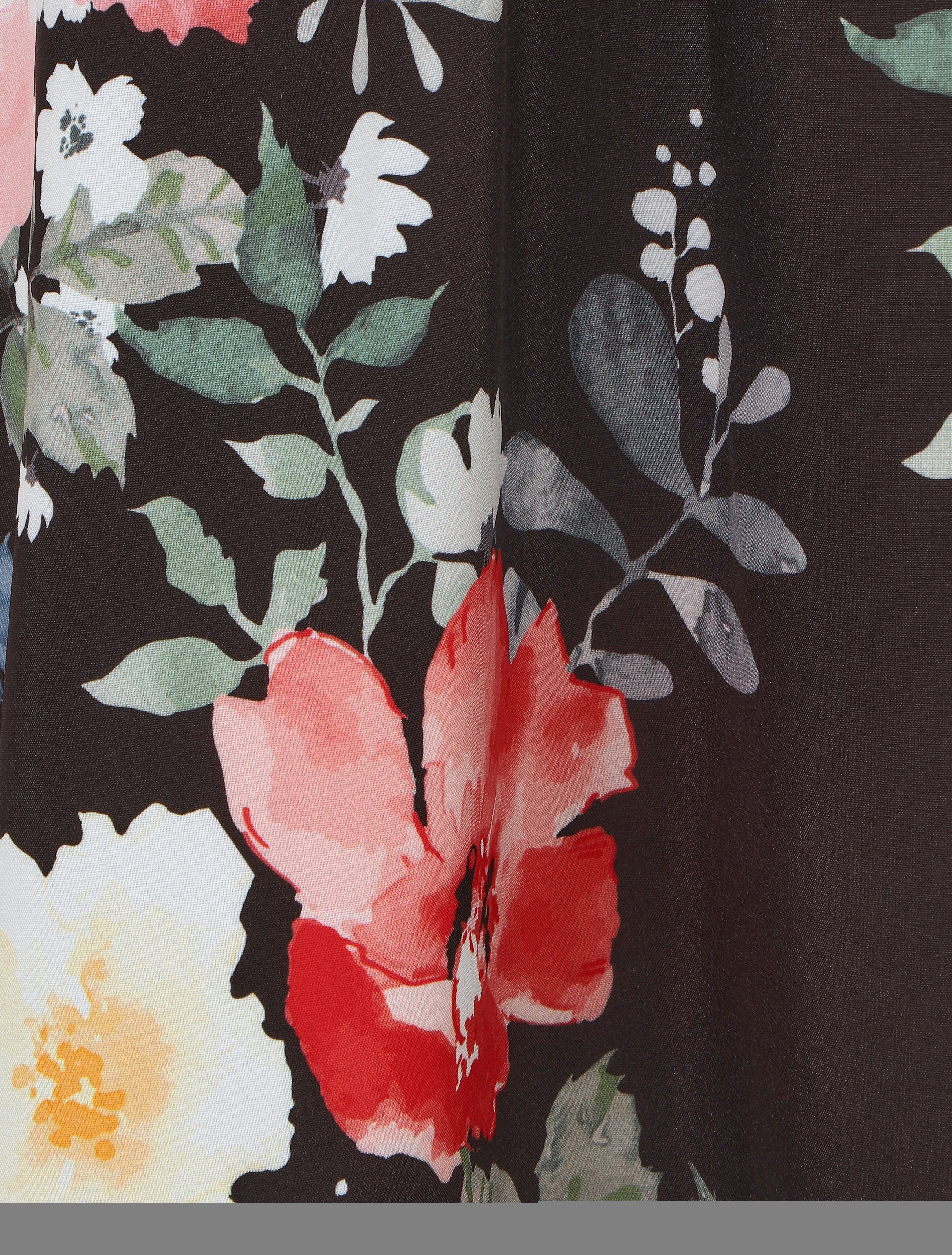 Robe mi-longue à imprimé fleuri - Noir - 3