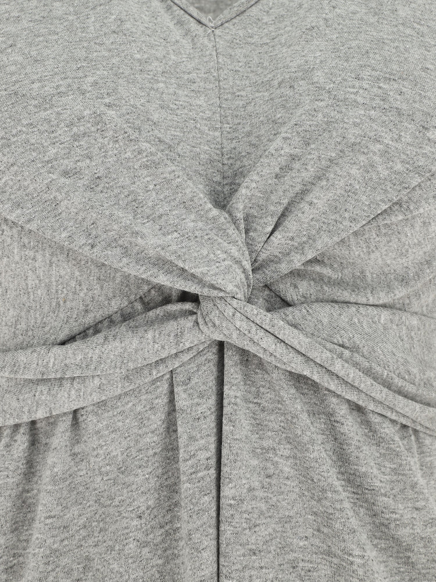 Robe longue unie à col V - Gris - 3