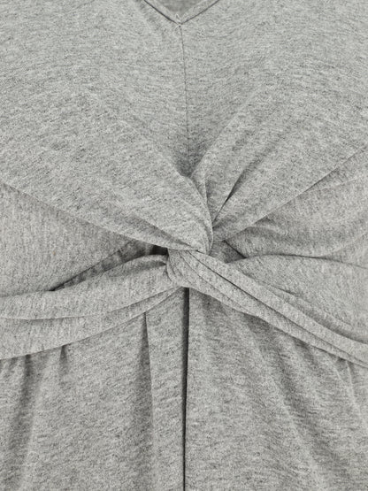 Robe longue unie à col V - Gris - 3