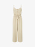 Combinaison unie fluide à taille élastiquée - Beige - 5