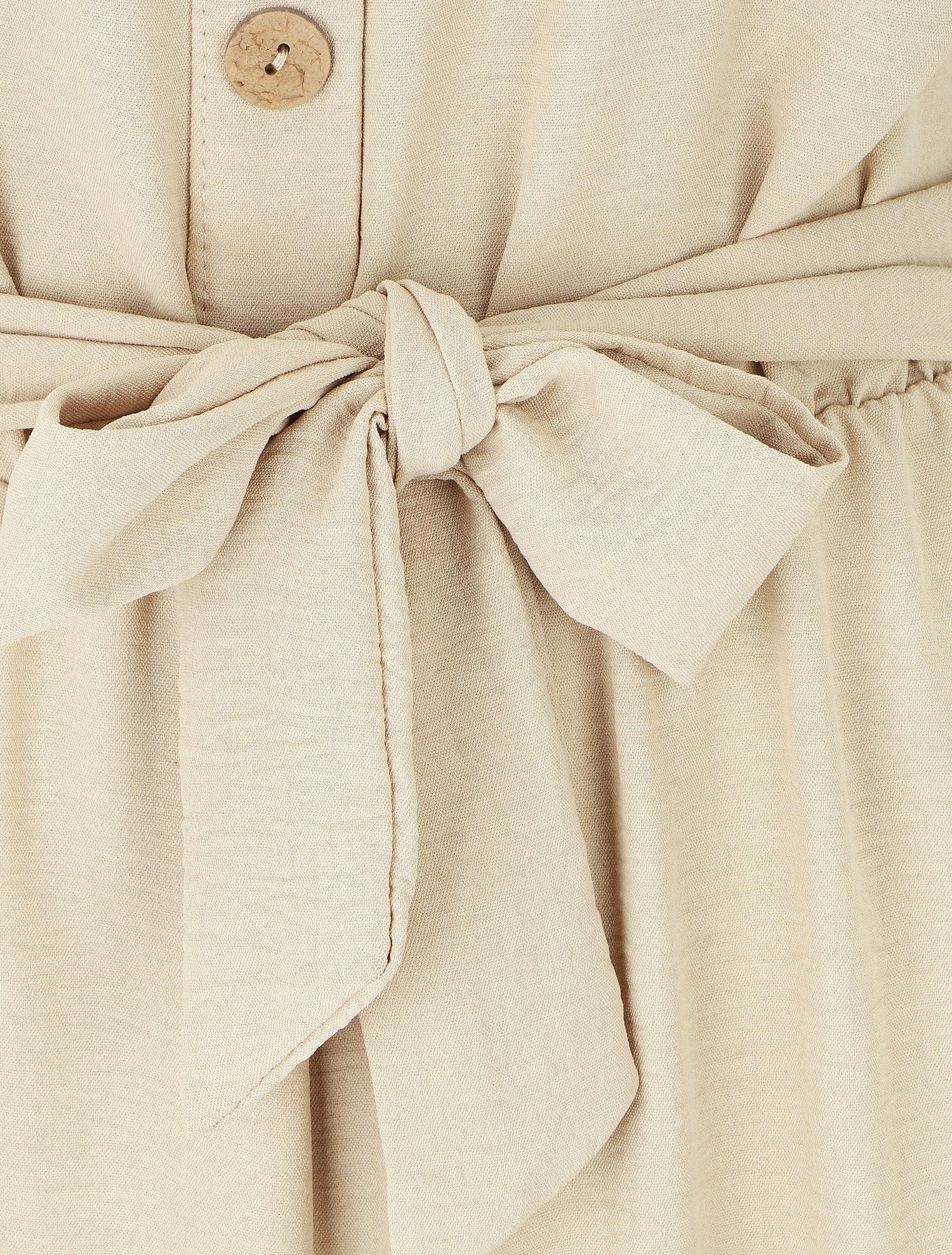 Combinaison unie fluide à taille élastiquée - Beige - 3