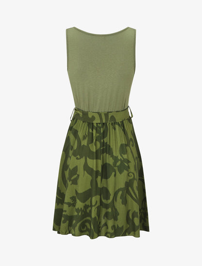 Robe bicolore à imprimé graphique - Kaki - 2