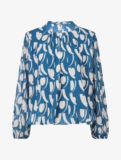 Top manches longues imprimé abstrait - Bleu canard - 4