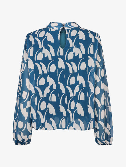 Top manches longues imprimé abstrait - Bleu canard - 2