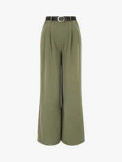 Pantalon ample fluide uni - Kaki - 1