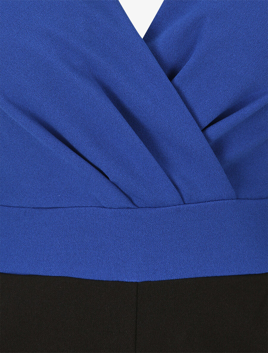 Combishort à col cache-coeur - Bleu électrique - 3