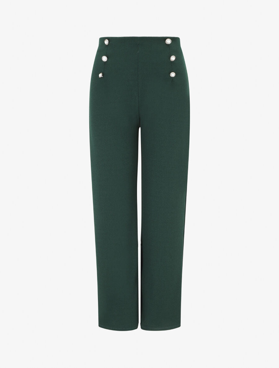 Pantalon fluide coupe droite - Vert sapin - 5