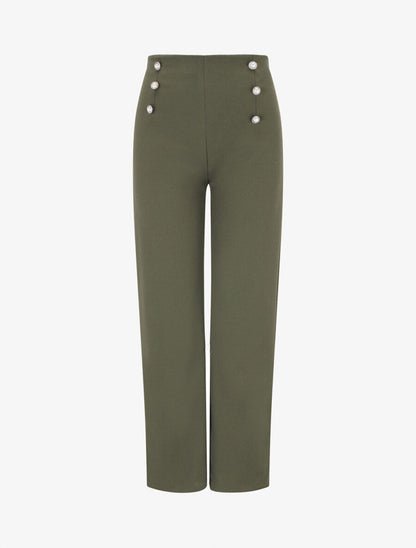 Pantalon fluide coupe droite - Kaki - 5