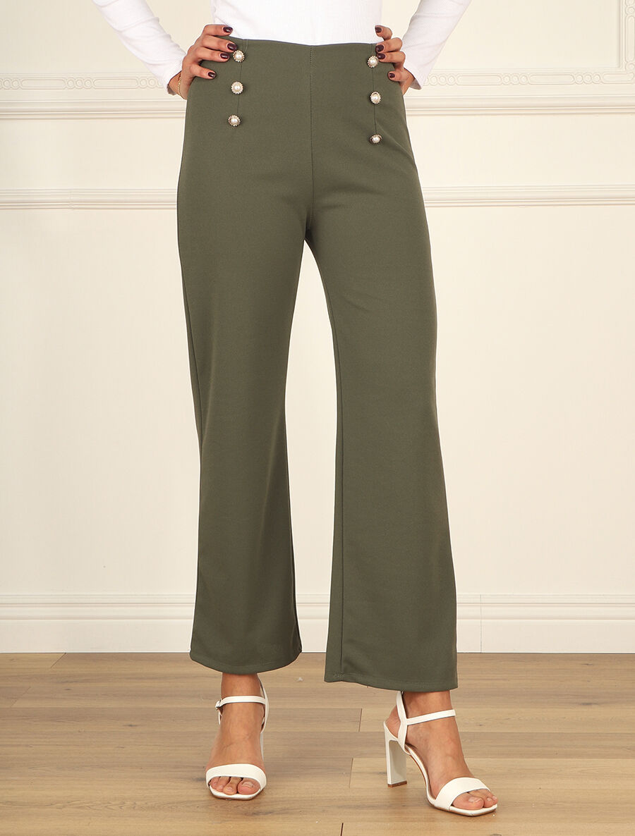 Pantalon fluide coupe droite - Kaki - 4