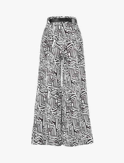 Pantalon large coupe flare à imprimé graphique - Noir - 2