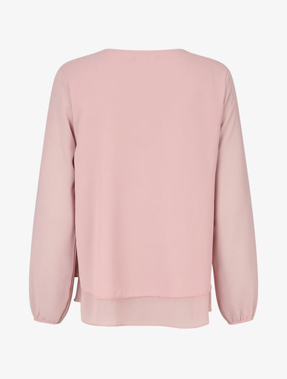 Blouse unie avec lacets - Rose - 2