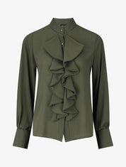 Blouse en voile à buste volanté - Kaki - 1
