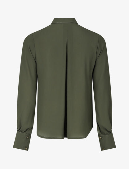 Blouse en voile à buste volanté - Kaki - 2