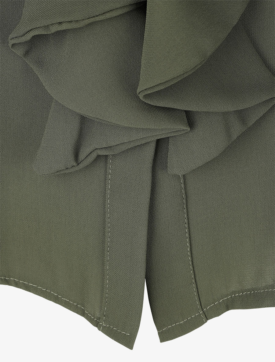 Blouse en voile à buste volanté - Kaki - 3