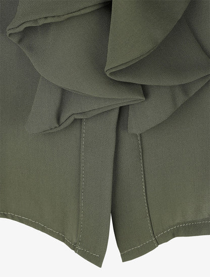 Blouse en voile à buste volanté - Kaki - 3