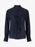 Blouse en voile à buste volanté - Marine - 5