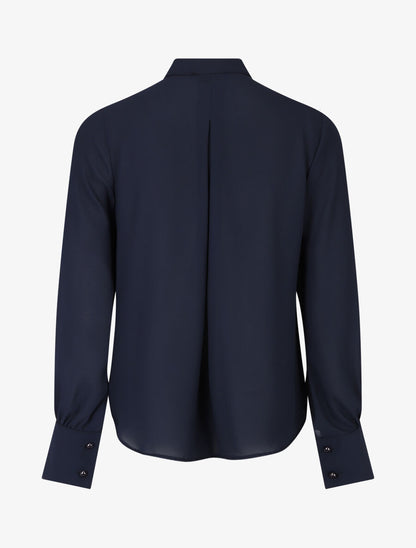 Blouse en voile à buste volanté - Marine - 2