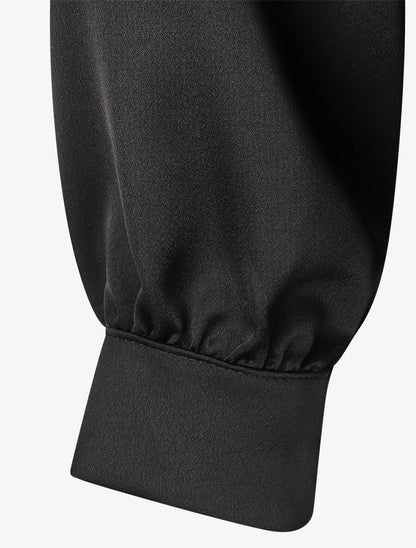 Blouse unie oversize effet satiné - Noir - 3