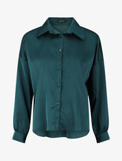 Blouse unie oversize effet satiné - Vert sapin - 4