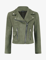 Veste style perfecto en suédine - Kaki - 1