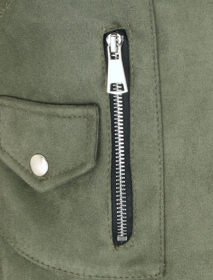 Veste style perfecto en suédine - Kaki - 3