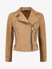 Veste en suédine style perfecto - Camel - 1