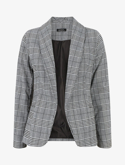 Blazer droit à imprimé prince de galles - Noir - 1